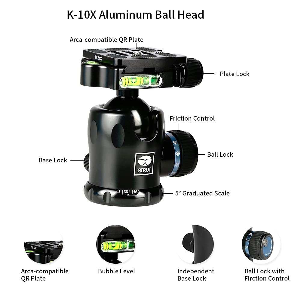 Sirui St Carbon Fiber Tripod Kits With Triangular Center Column (St125+K10X)